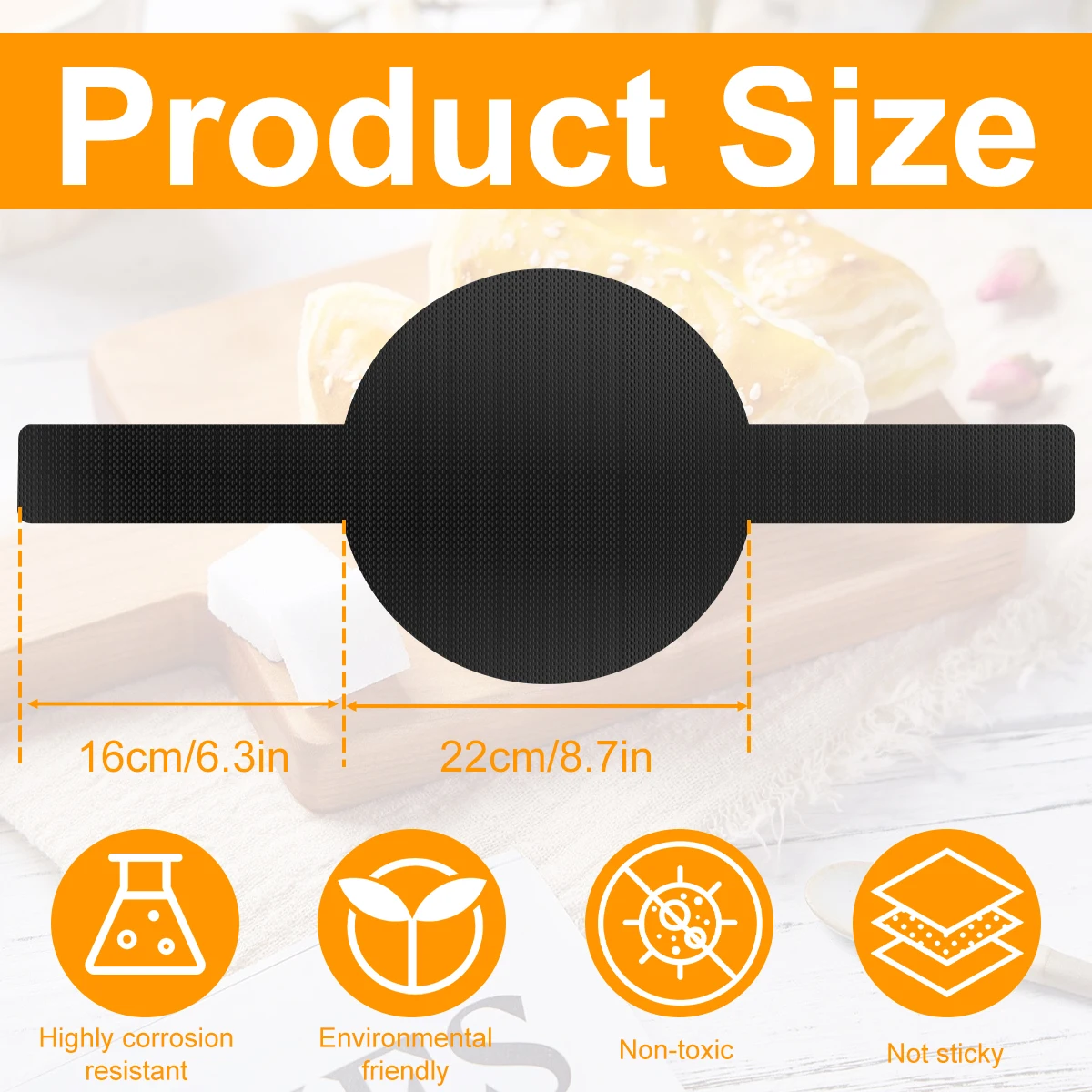 Description Picture 4 of item2pcs Silicone Bread Sling Non-Stick Silicone Baking Mat Sling Heat Resistant Reusable Silicone Dutch Oven Liner With Long Handle