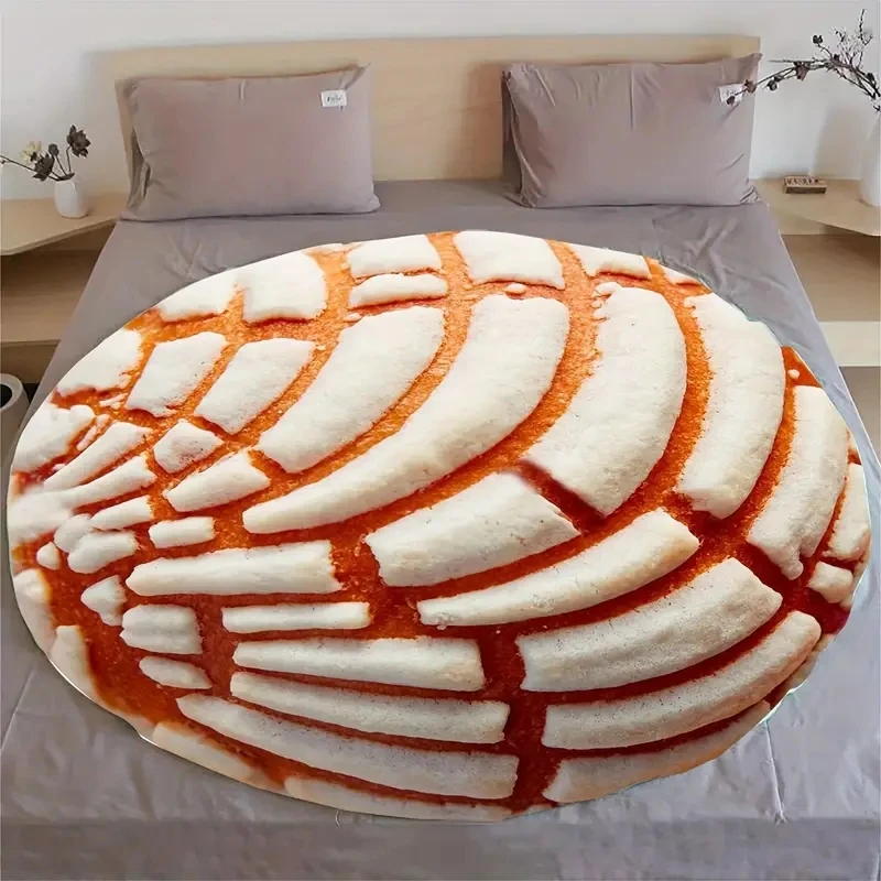 1pc 멕시코 음식 패턴 플란넬 담요 - 소파, 침대 및 소파를 위한 부드럽고 아늑한 라운드 담요 - 완벽한 생일 선물