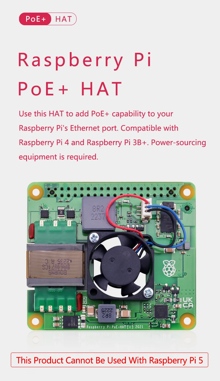raspberry pi poe hat powers avec câble pi et pi