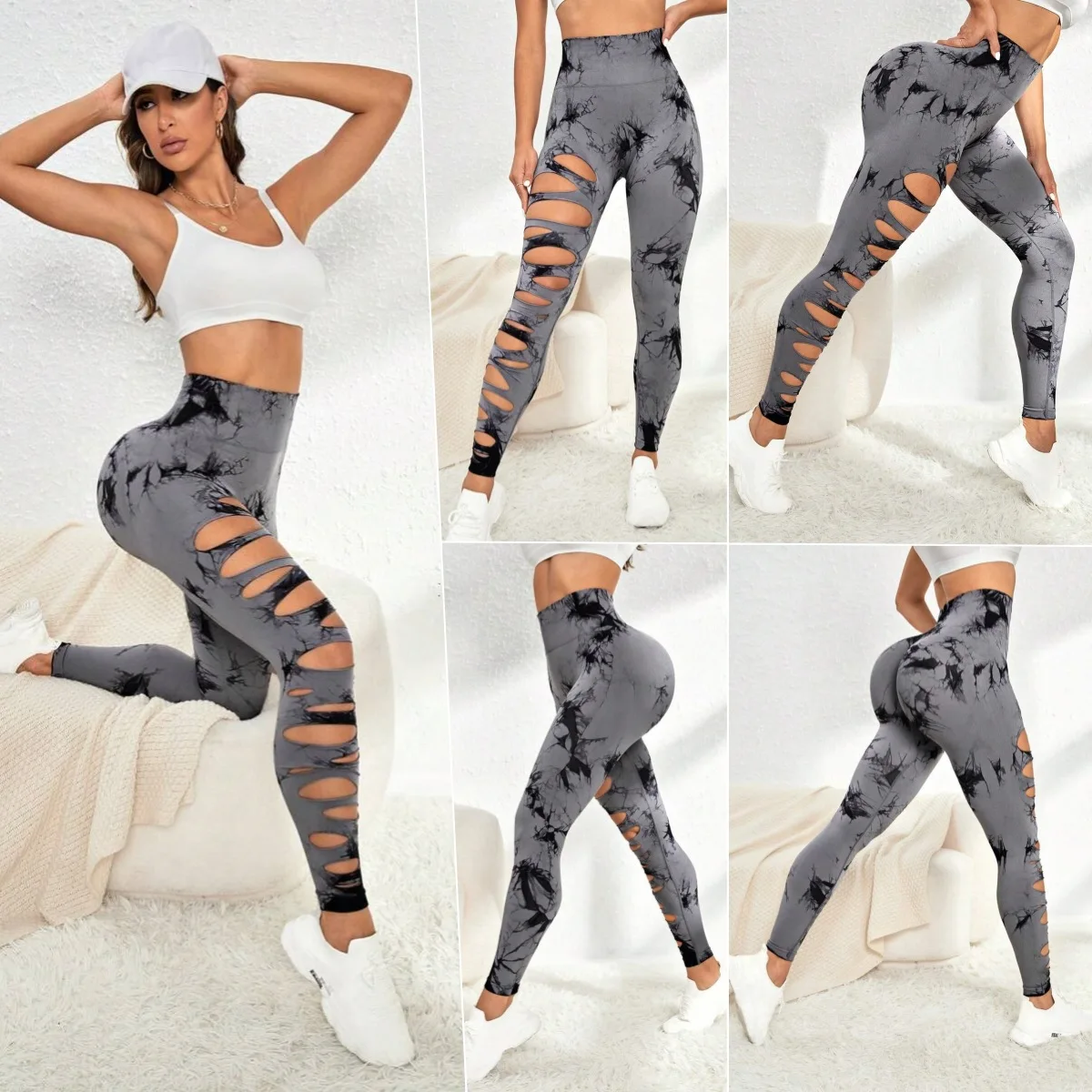

New women's stretch tight quick dry fitness yoga pants sports running nine-minute pants