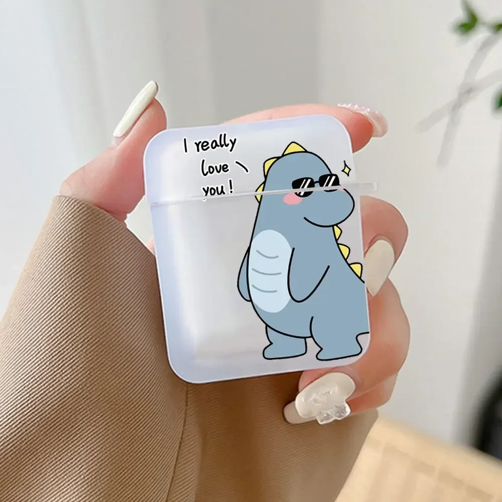 Charming Dinosaur Couple TPU Case - Adorable Earbud Accessory Skin