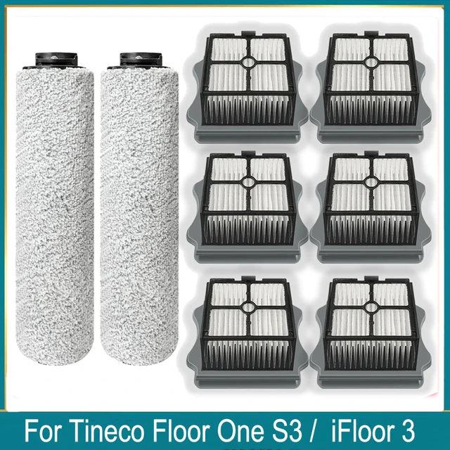 Replacement Parts for Tineco iFLOOR3, iFLOOR 3 Breeze Complete, FLOOR ONE  S3, FLOOR ONE S3 Breeze, 2 iFLOOR3 Brush Roller Replacement and 4 HEPA