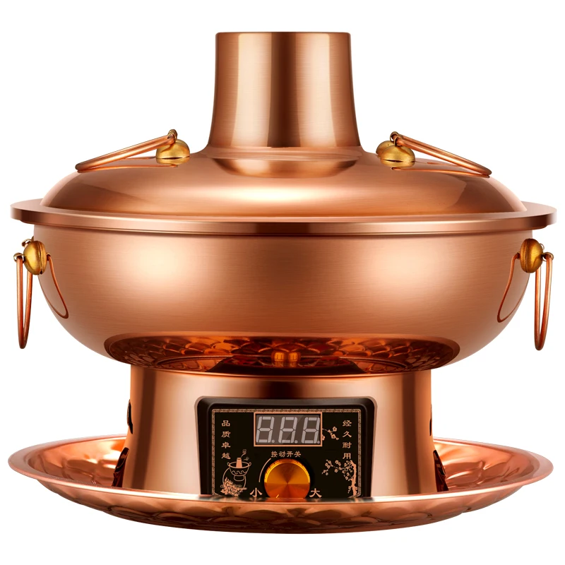 

Pure Red Copper Hot Pot Electric Grill Dual-Use Pure Copper Instant-Boiled Mutton Mandarin Duck Copper Pot Old-Fashioned Home