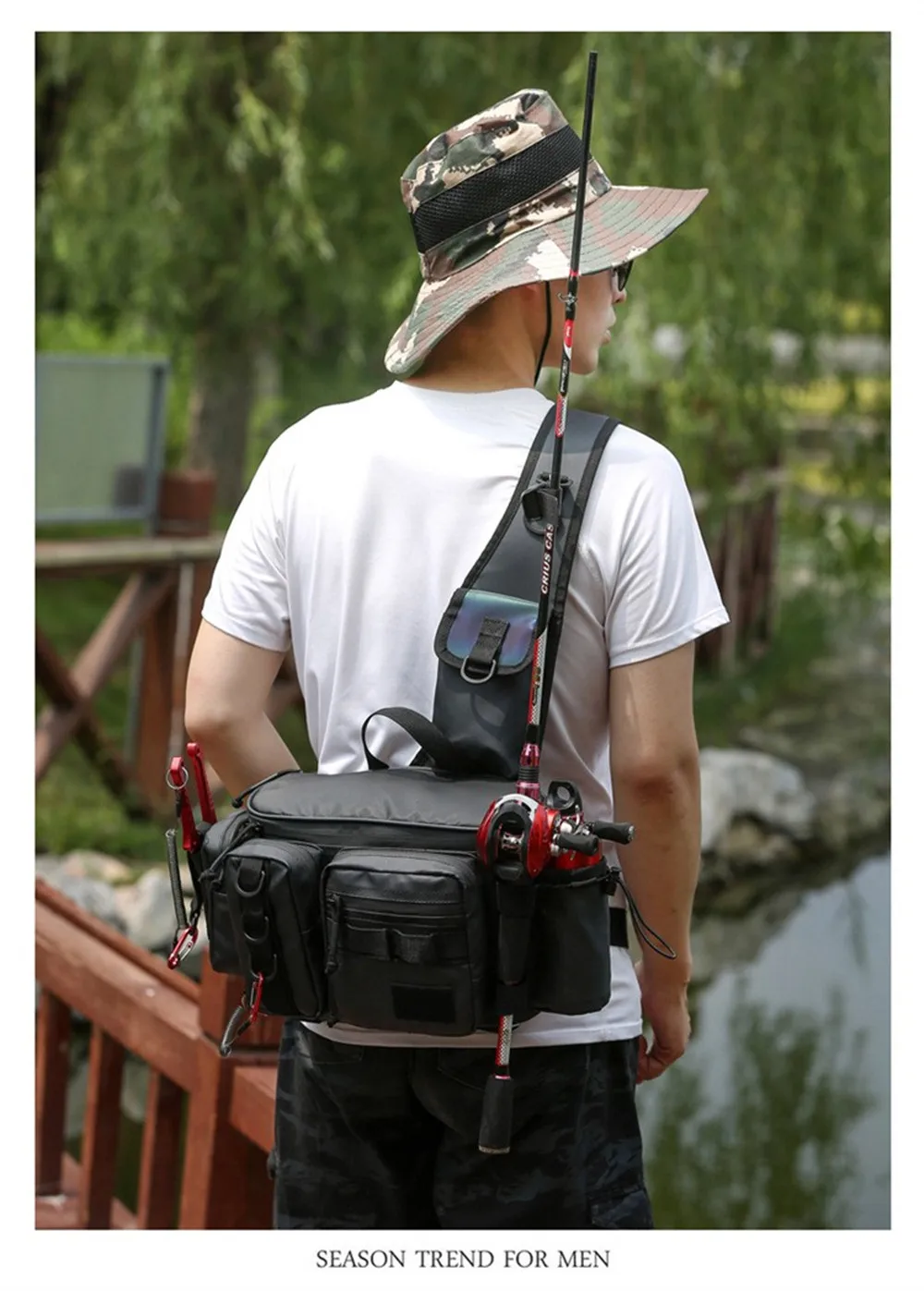 Outdoor Fishing Shoulder Messenger Bag Travel Sports Chest Bags Fish Gear Tablet Storage Waist Tactical Package Multiple Pockets