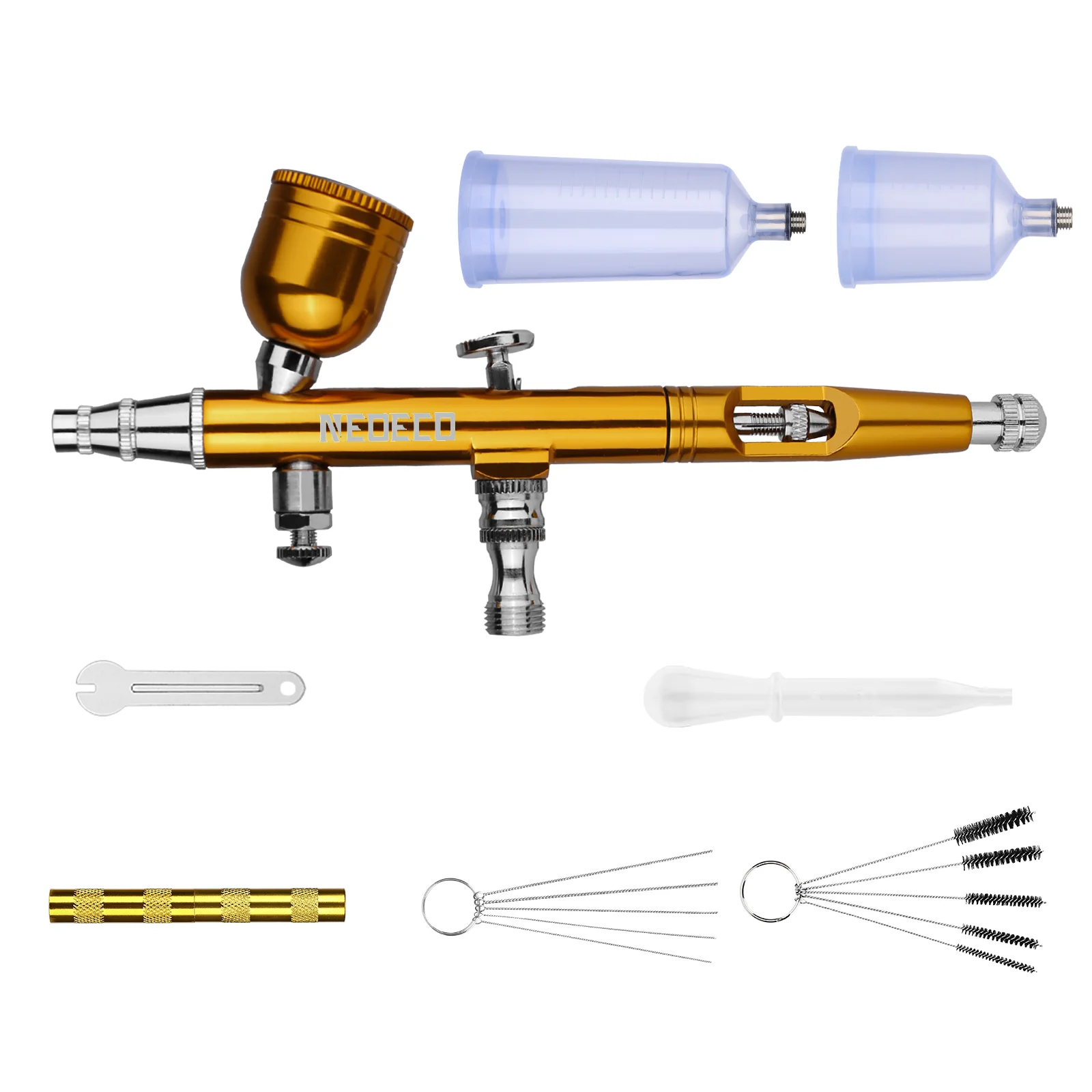 Airbrush Dual Action Schwerkraft Feed 0,3mm Düse Einstellbare Rot/Gold Kuchen Dekorieren Pinsel Für Nagel Maniküre Mit Schlüssel stroh – Detail 5