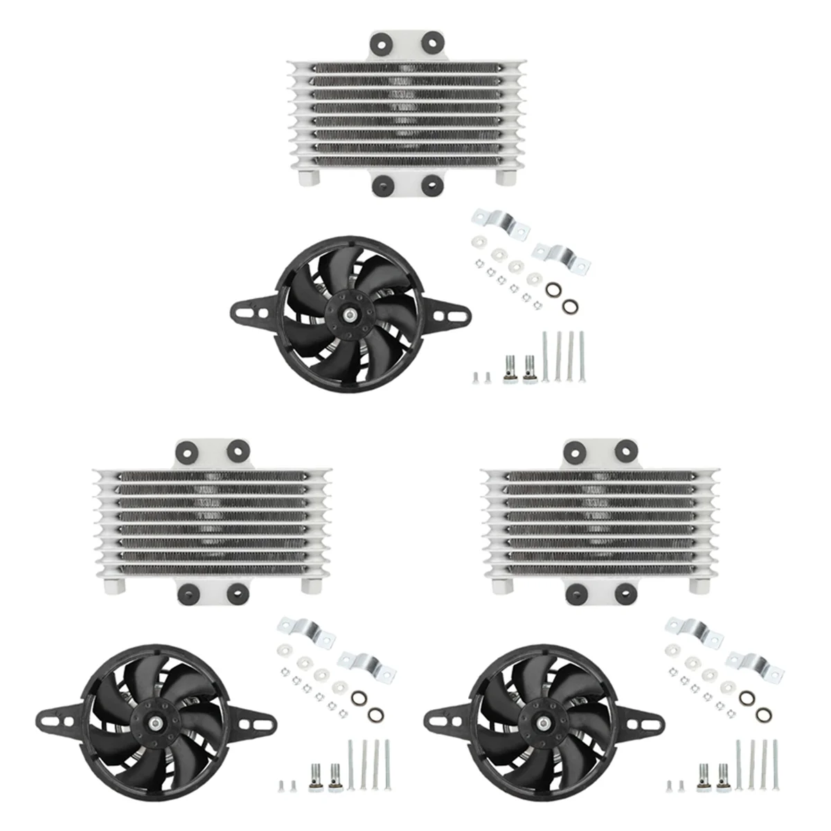 

3X Motorcycle Engine Oil Cooler Fan Cooling Radiator Aluminum 125Ml Universal for Motorcycle Dirt Bike ATV