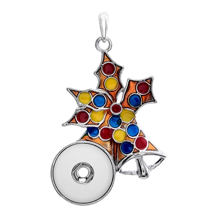 10pcs Metal Christmas Snowman Christmas Tree Snap Button Necklace Fit 18mm Snaps Buttons Jewelry Pendant Necklaces