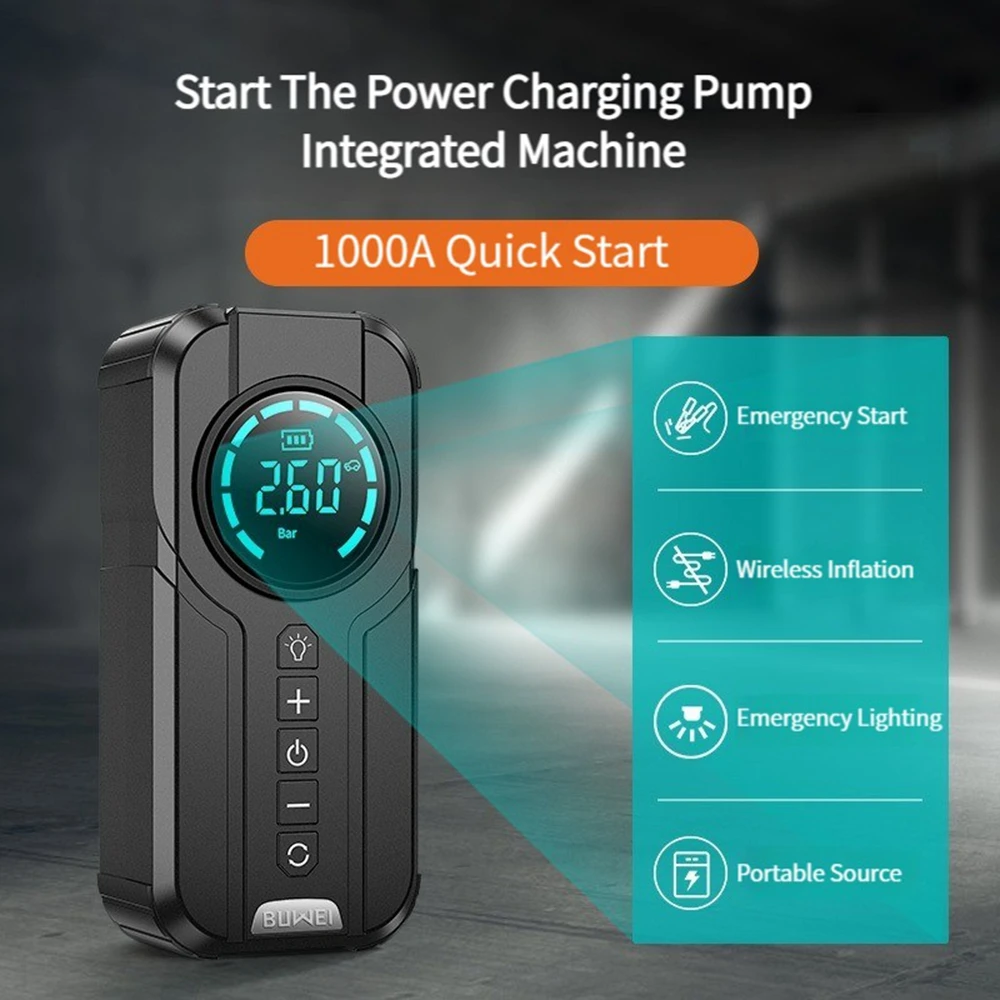 Upgrade 4 in 1 Auto Starthilfe Inflator Pumpe mit Power Bank Not batterie  Boost Start gerät Autobatterie Starter