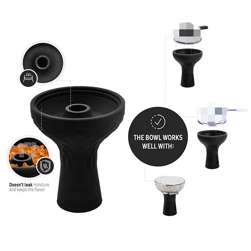 SMO Silicone One Hole Hookah Bowl Shisha Tobacco Charcoal Head Holder Water Pipe for Narghile Complete Smoking Accessories