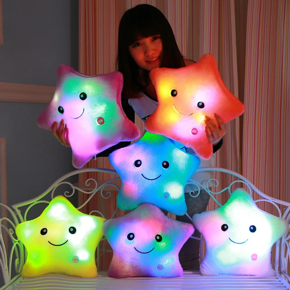 Glowing Musical Star Plush Toys Large Size Stuffed Soft Pentagram Doll Pillow Cushion with LED Light Birthday Gifts for Kids