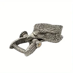 Braided Rope Bracelet with Brass Eagle Buckle - Keychain Ornament and Outdoor Accessory (White)