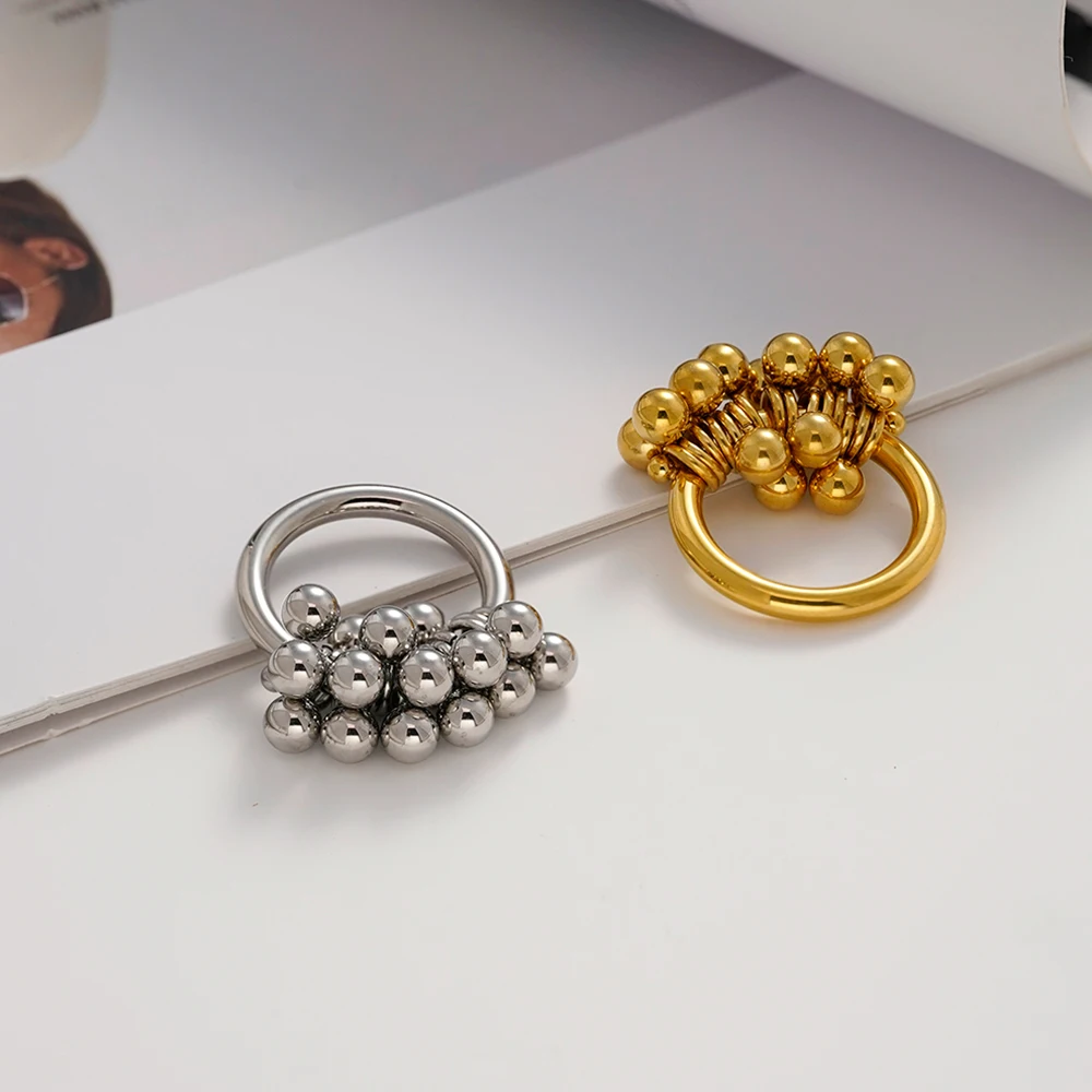 ENFASHION Anillos Mujer Steel Ball Ring For Women's Stainless steel 18K Plated Gold High Street Fashion Jewelry R254591