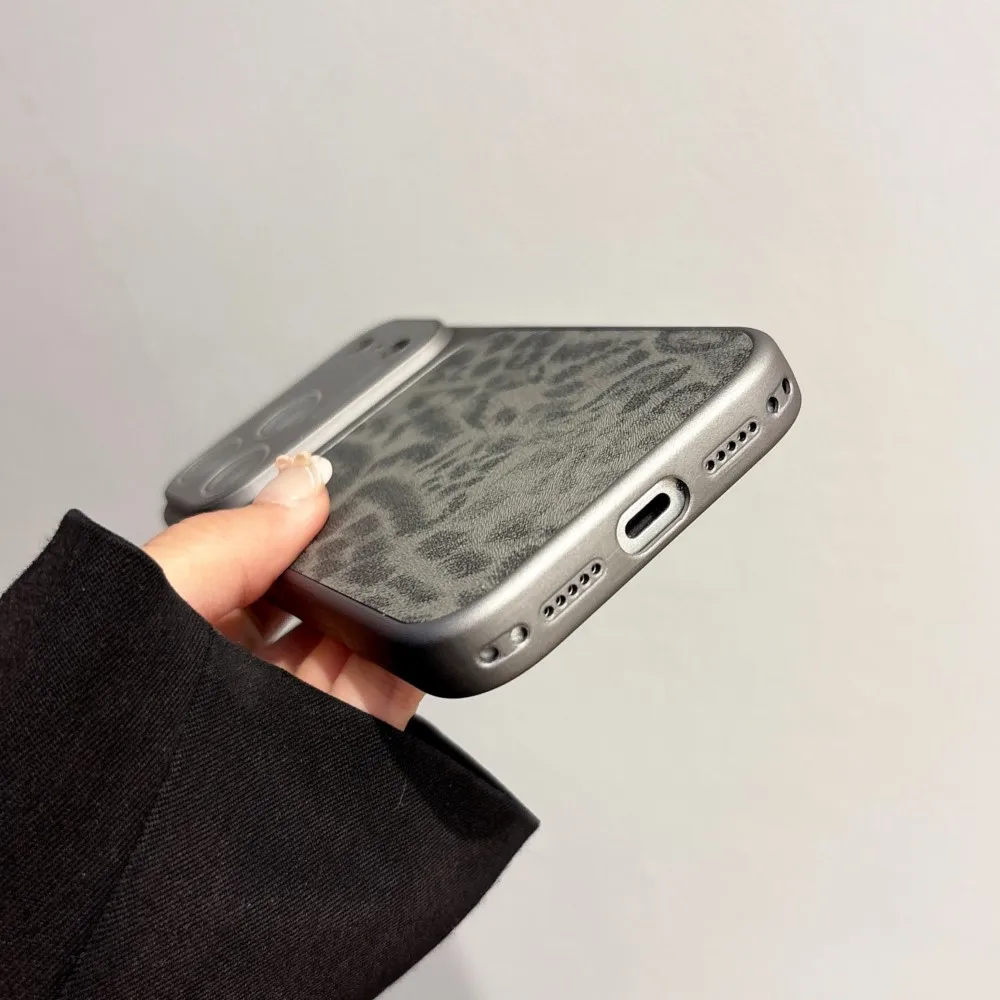 Leopard Print Matte Shockproof Phone Case with Camera Protection
