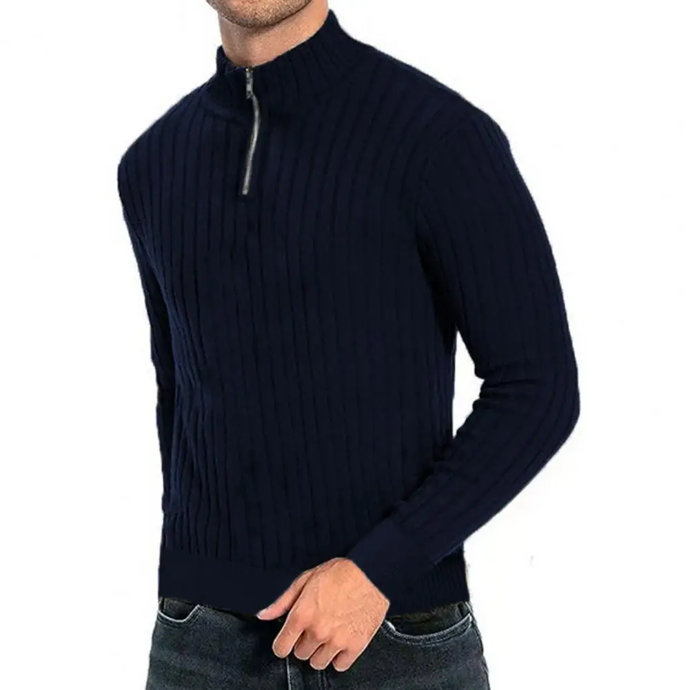 

Мужской однотонный пуловер, свитер, стильный мужской свитер с воротником средней высоты, вязаный теплый эластичный пуловер для осени/зимы, однотонный