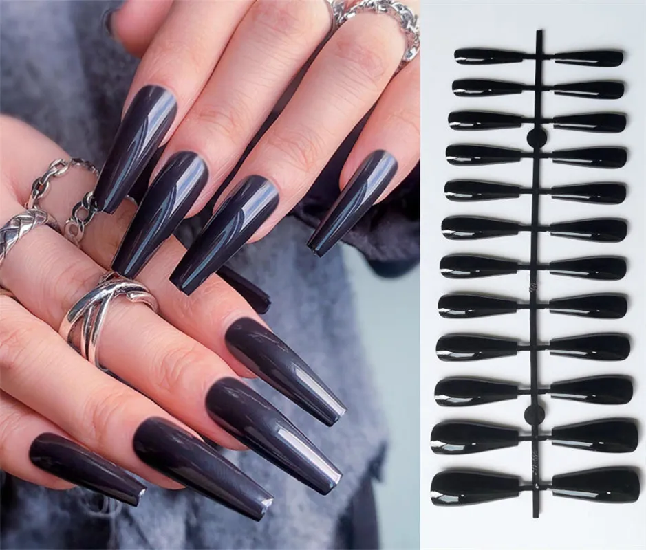 Black Tip French Manicure With Claw Points Trendy Nail Design In Acrylic  Applied Nail Art Stock Photo - Download Image Now - iStock