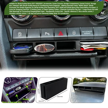 Organizzatore per Vano Portaoggetti della Console Centrale Auto per Skoda Kodiaq Karoq 2017-2022 2023, Scaffale in Plastica ABS