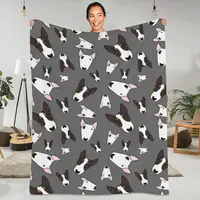 Bull Terrier Soft Durable Blankets Pet Gray Camping Bedding Throws Winter Funny Design Flannel Bedspread Sofa Bed Cover 1