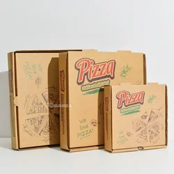 Boîte à pizza personnalisée avec cannelures imprimées manuellement, emballage alimentaire ondulé, produit personnalisé, 6 po, 7 po, 8 po, 9 po, 10 po, 11 po, 12/13 po