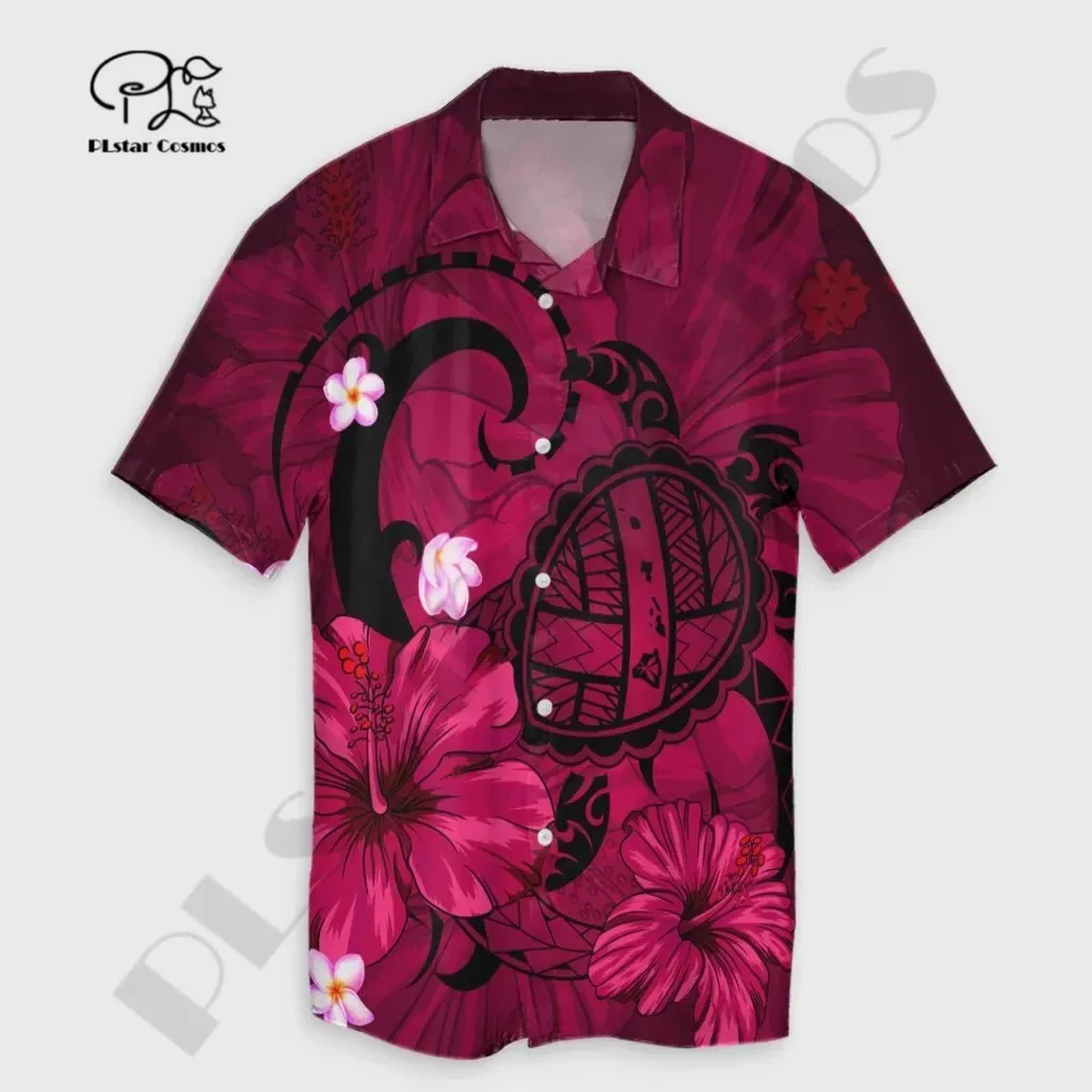 Newest 3Dprinted Sea Turtle Flower Polynesia Tattoo Hawaii Hawaiian Shirt Casual Unique Unisex Funny Sport Summer Streewear W-1
