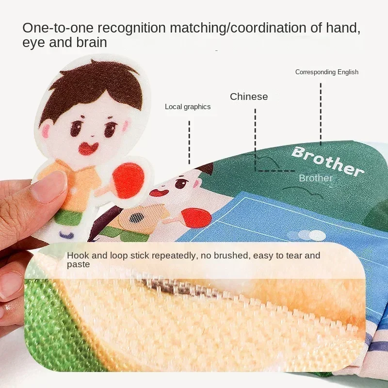 Children Tear Cloth Book Toys Matching Picture Can Repeatedly Tear Paste Puzzle Early Education Cognition Cloth Art 3