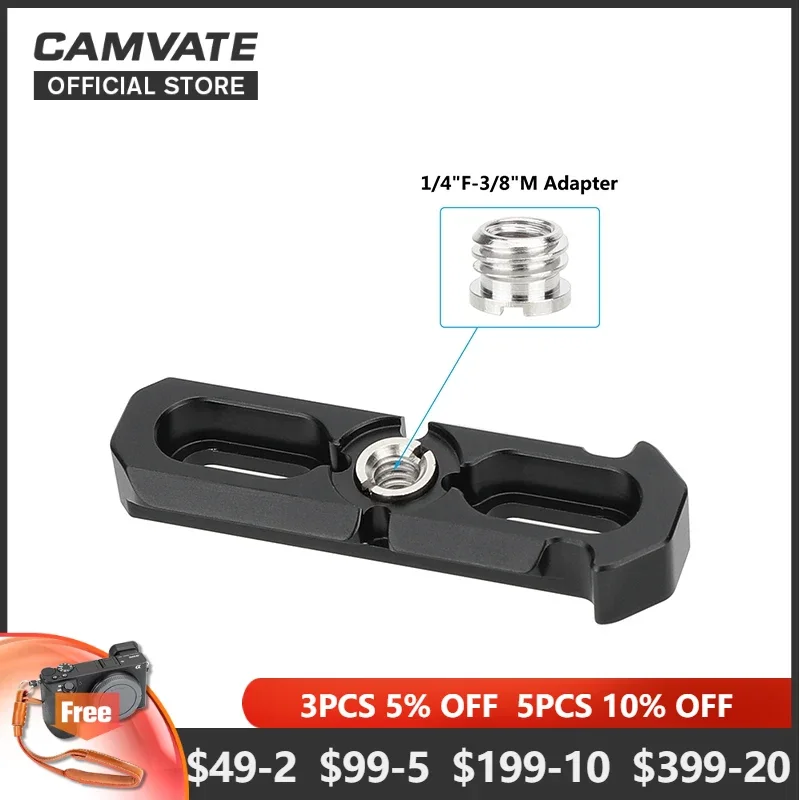 

CAMVATE 2.67" Quick Release NATO Rail with ARRI-Style Accessory Mount & 1/4"-20 F to 3/8"-16 M Adapter For DSLR Camera Cage Rig