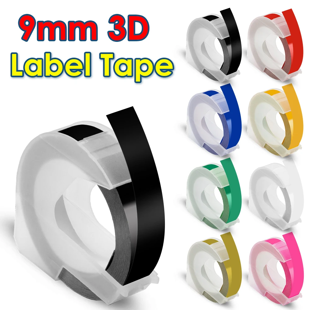 

1Pcs For Dymo 3D Embossing Tape 9mm Compatible Dymo 3D Label Tape for Dymo Motex E101 12965 Manual Typewriter 1610 Label Printer