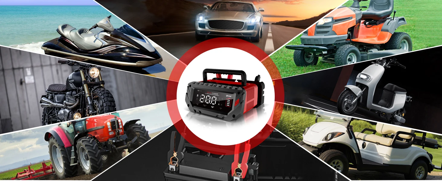 30A/26A/20A 12V 24V Automatic Battery Charger Pulse Repair Maintainer for ATV Tr