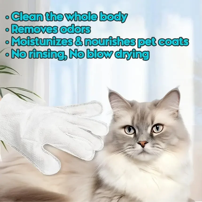 Pet Cleaning Wipes 6pcs for Dogs & Cats Dog Washing Bathing Deodorizing Grooming Gloves for Daily Care