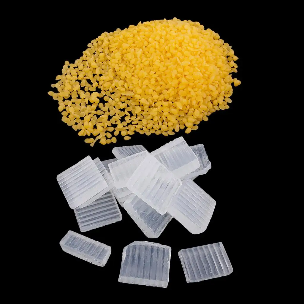 White Melt and Pour Soap Base 1kg + 100g Pure Natural Bees Wax Pastilles Yellow Pellets for Handmade Soap Making Supplies