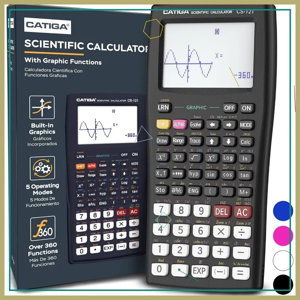 Scientific Graphing Calculator with Large Display, 360+ Functions for High School & College Math and Science Courses