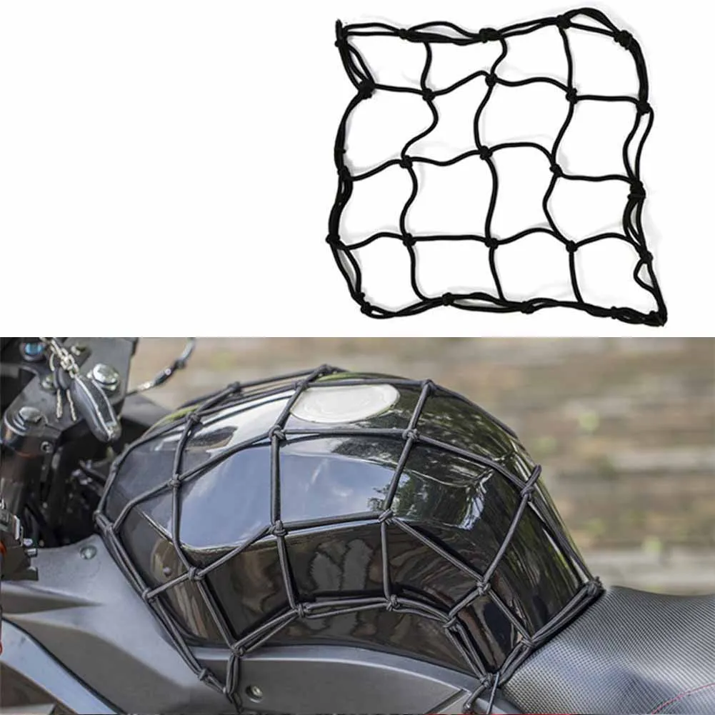 Motorcycle Bungee Net 6 Hooks Hold down Fuel Tank Luggage Mesh