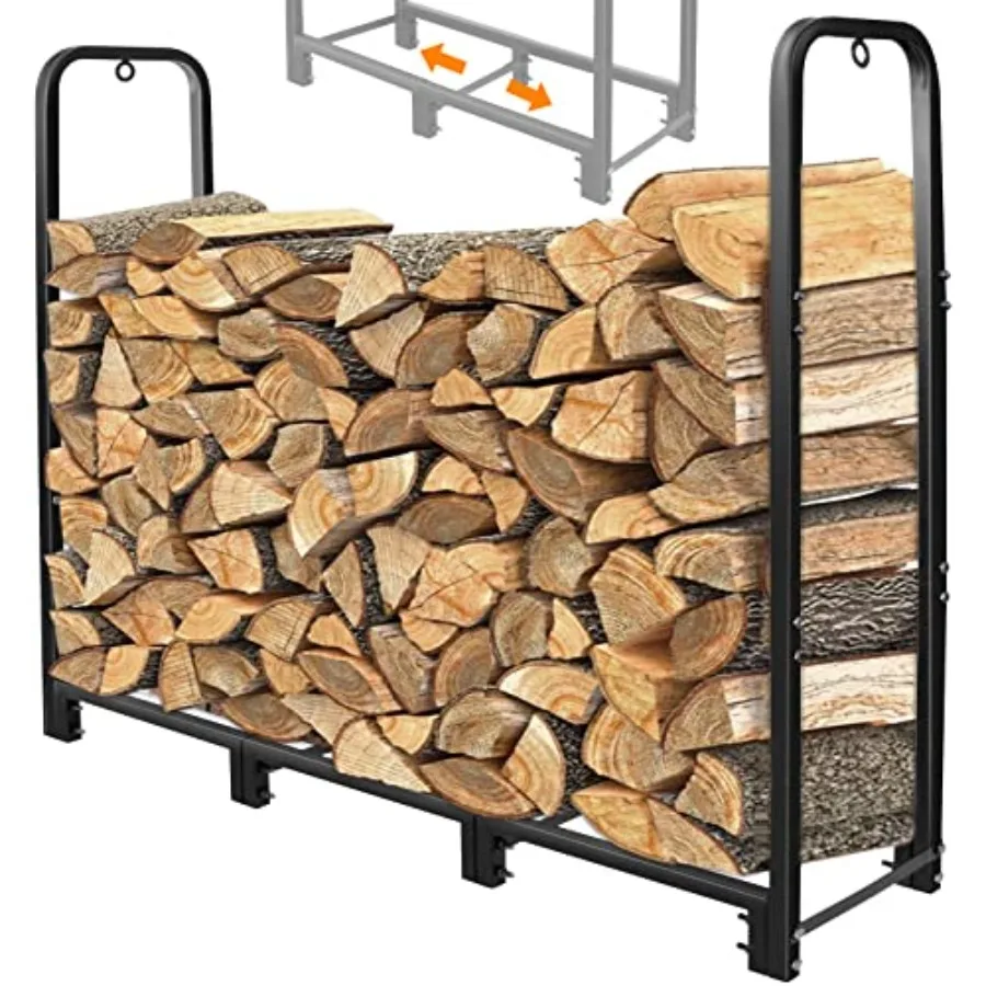 4ft Firewood Rack Stand Heavy Duty Firewood Log Rack Holder Fireplace Wood Storage Holder for Indoor Outdoor Metal Pile Log Sta