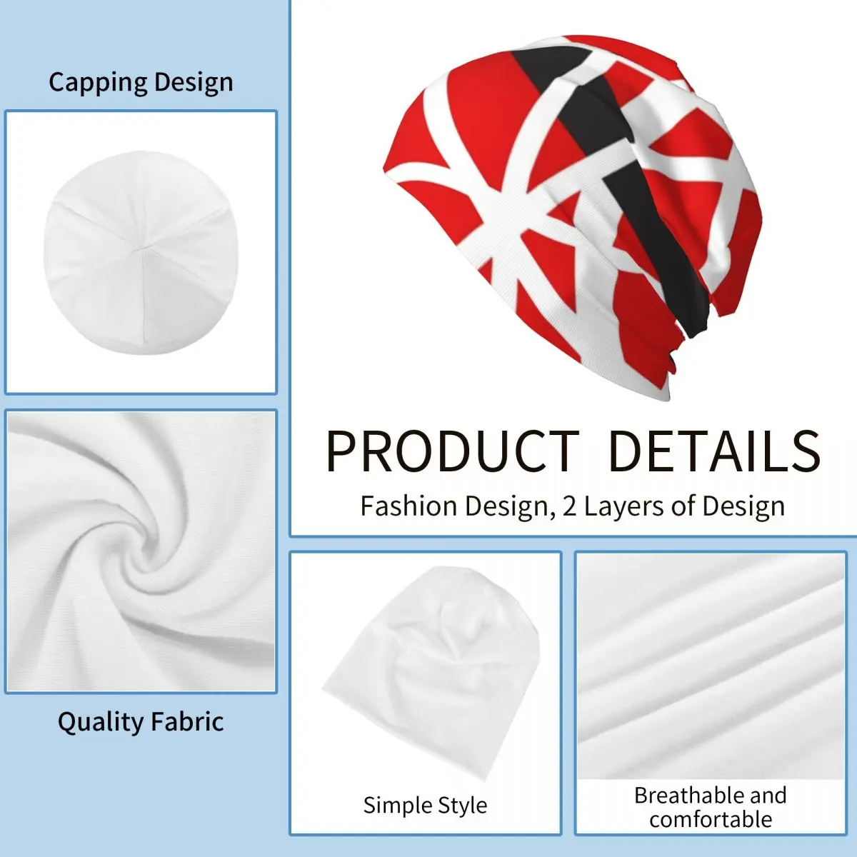 Van Halen Beanie Hats STRIPES EVH Skullies Beanies Gym Elastic Unisex Adult Caps Winter Graphic Cool Bonnet Hats Gift - 6