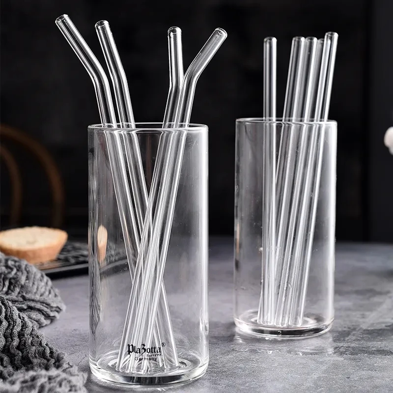 Description Picture 5 of item8Pcs High Borosilicate Glass Straws Straight Reusable Drinking Straw Boba Bubble Milk Smoothies Fruit Cocktails Bar Accessories