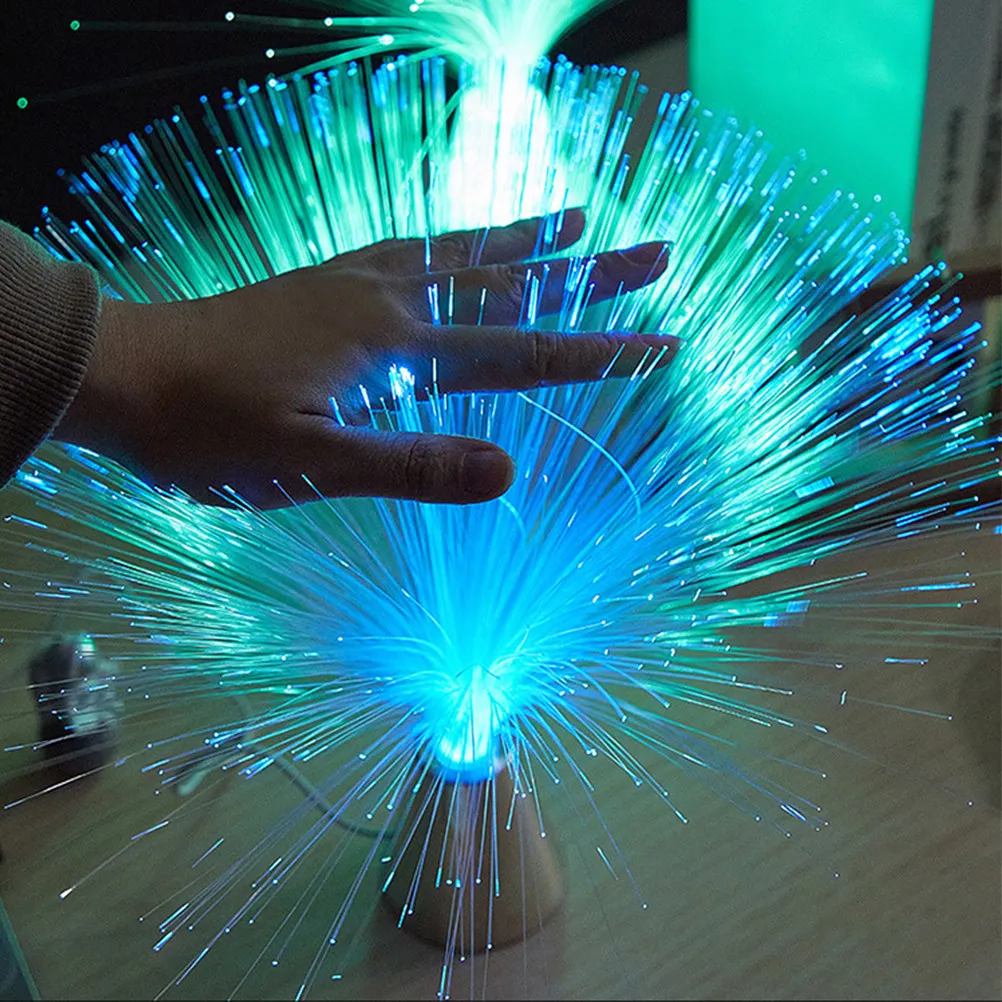 광섬유 램프 Rgb 색상 변경 LED 야간 조명 침실 사무실 웨딩 크리스마스 장식 데스크탑 침대 옆 테이블 램프 세련된