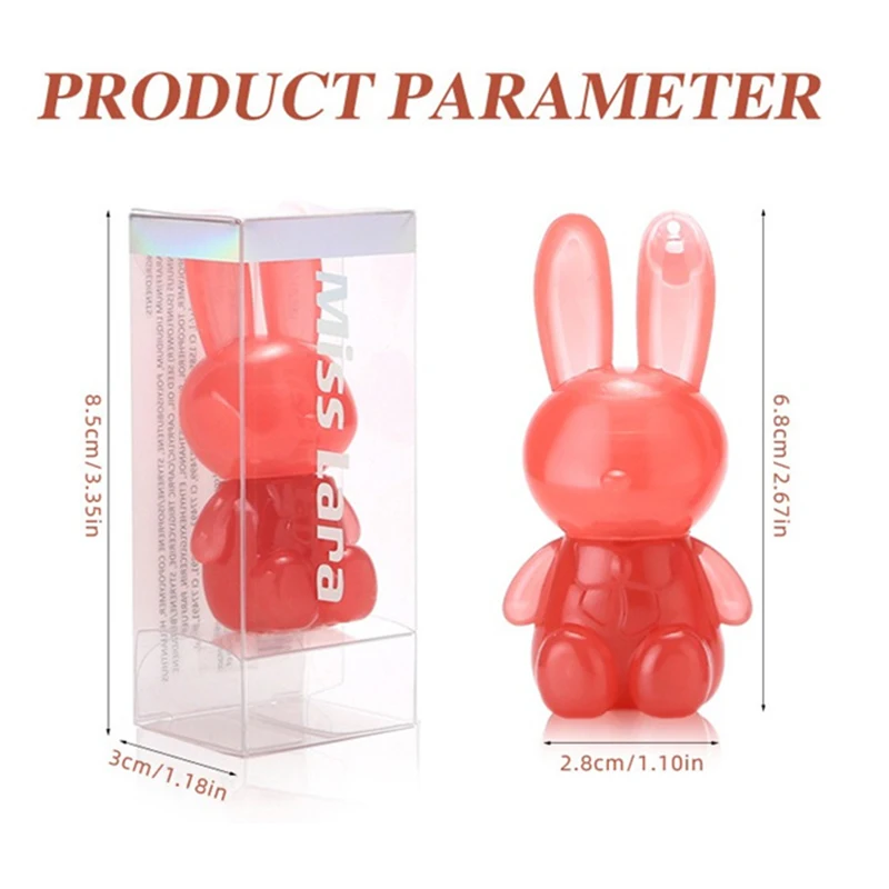 Watery Crystal Clear Jelly Rabbit Lip Gloss Long-lasting Moisturizing Smooth Shimmering Lip Hydrating Liquid Fruit Tint