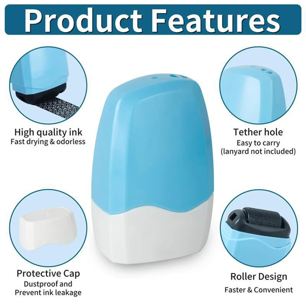 신분증 도용 방지 롤러 스탬프 재사용 가능 리필 가능 잉크 초광폭 커버 디자인 특급 배송 패키지 문서