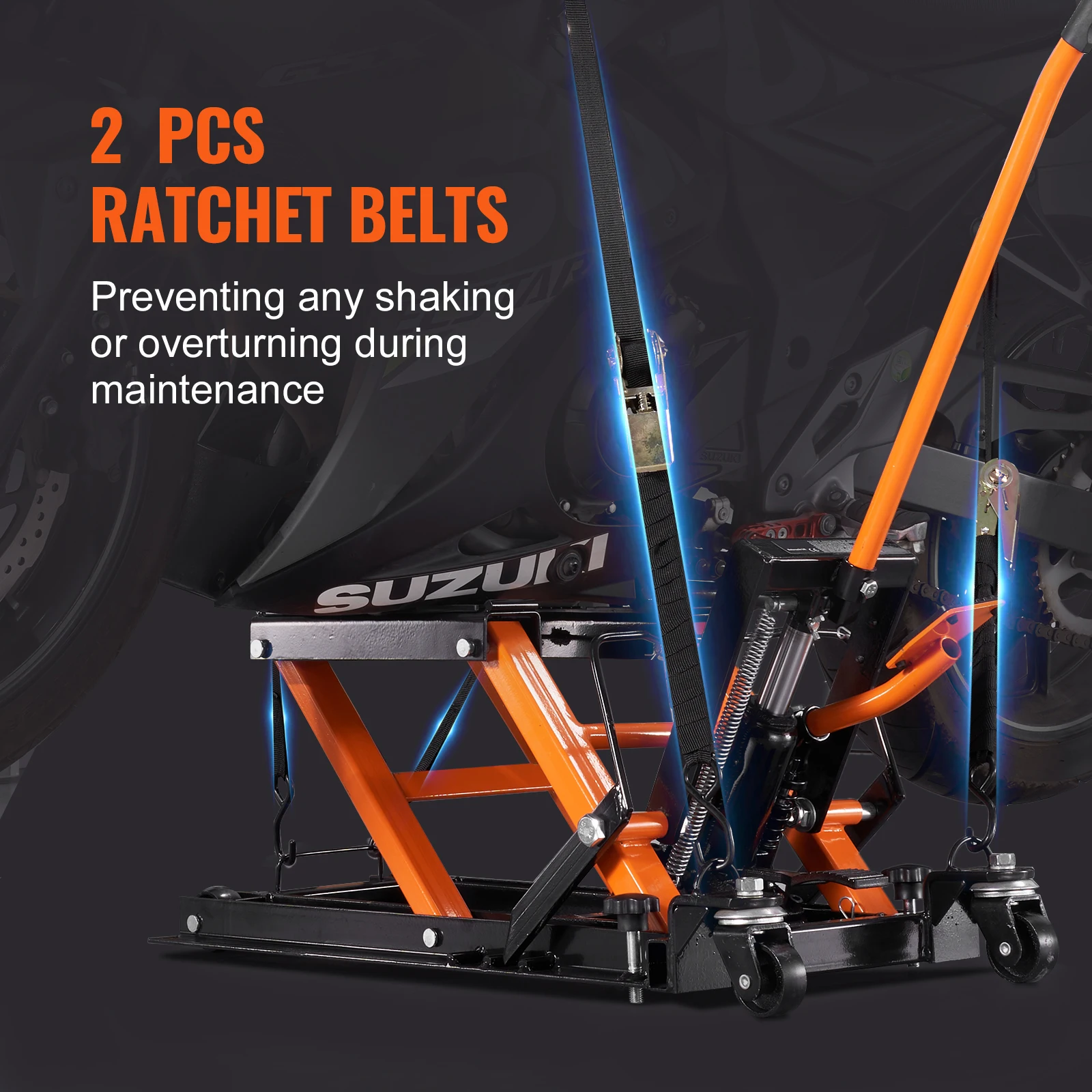 Steel Hydraulic Motorcycle Lift Jack with 4 Wheels for ATV UTVs