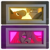Paper Cut Shadow Box Chainsaw Man Denji X Pochita Led Light Box for Room Decor Lightbox Kid Birthday Gift Anime Table Lamp Power 1