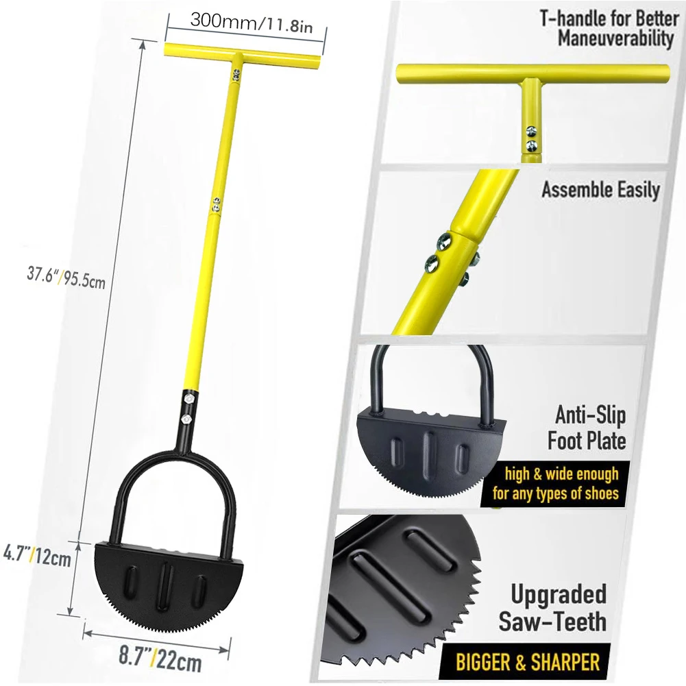 Half Moon Edger Trimming Shovel Manual Saw-Tooth Hand Lawn Trimming Tool with T-Grip Landscaping Edging Tools for Sidewalk Grass 6