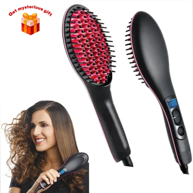 Peigne Chauffant Électrique Professionnel, Brosse à Lisser les Cheveux, Température Réglable, pour Femme