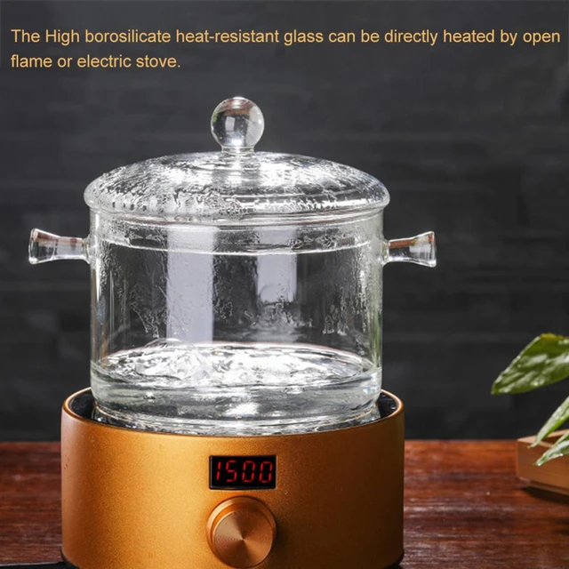 Glass Cooking Pan High Borosilicate Glass Glass Stew Pot 1300ml Durable  Beautiful Glass Stovetop Cooking Pot