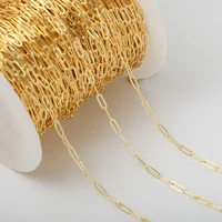 1Meter Brass Paperclip Chains 18K Gold Plated Flat Oval Cable Chains Bulk For DIY Necklace Bracelet Jewelry Making Accessories