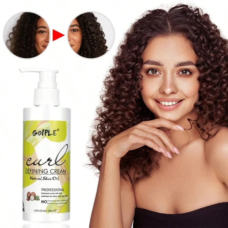 Curl Repair Defining Cream Natural Nourish Shiny Curls Enhancer 200ml Frizzy Elasticity Shaping Curly Care Serum 9 Row Brush Kit