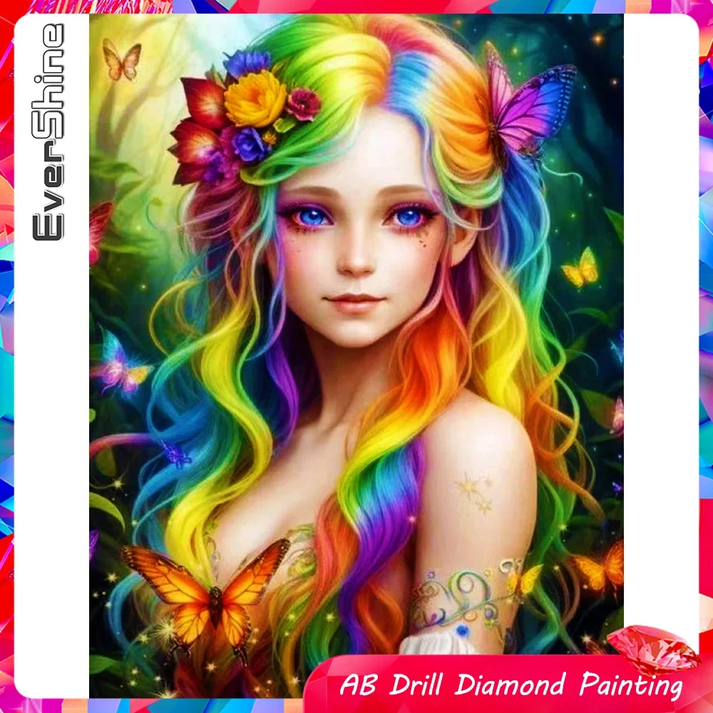 Evershine Girl 여성용 다이아몬드 페인팅, 모자이크 초상화, 크로스 스티치, AB 드릴 자수, 다채로운 벽 장식, 거실, 신제품 Best5 Evershine Girl 여성용 다이아몬드 페인팅, 모자이크 초상화, 크로스 스티치, AB 드릴 자수, 다채로운 벽 장식, 거실, 신제품 Best5