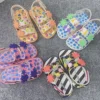 Mini Melissa Girls Sandals Summer New Contrast Color Cow Pattern Flat Children Sandals Fashion Baby Boys Girls Beach Shoes 2