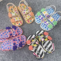 Mini Melissa Girls Sandals Summer New Contrast Color Cow Pattern Flat Children Sandals Fashion Baby Boys Girls Beach Shoes 2