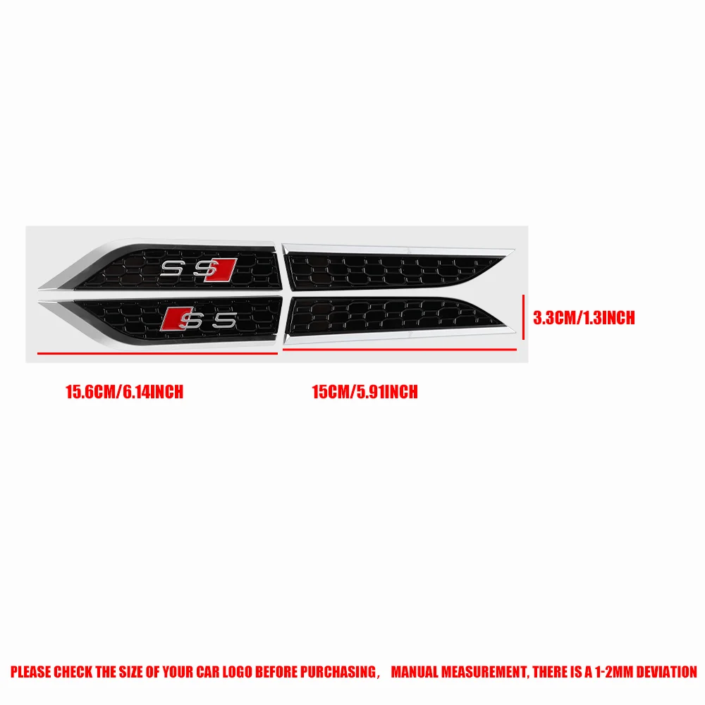 2 Stück ABS Auto-Karosserie Seitenflügel-Emblem Aufkleber Auto-Zubehör für AUDI SLINE S5 RS5 ABT A3 A4 B5 B7 B9 A5 A6 C6 C7 A7 C5 – Detail 5