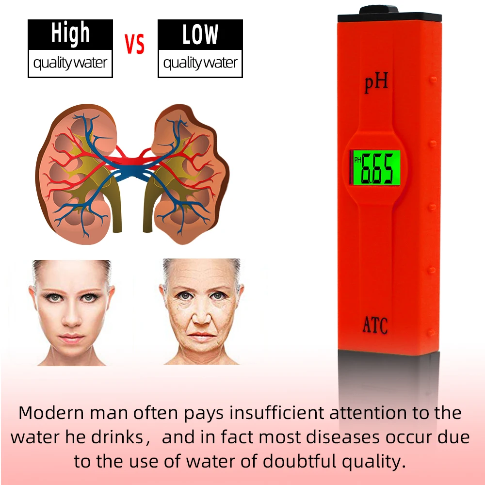 High Accuracy PH Meter LCD Backlight Digital Water Quality Detector Original Pocket Pen Water Analyzer Drinking Pool