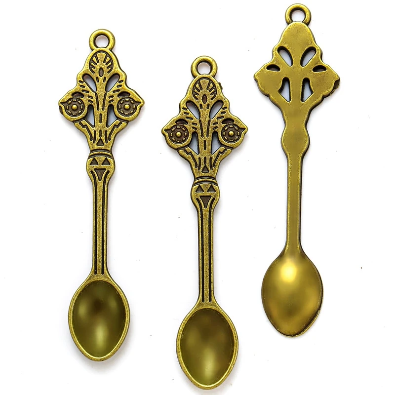 Measuring Spoon Set Kitchen Measuring Spoons 4PCS Ancient Mini Metal Spoon Micro-tuning Shovel Crown spoon Pendant
